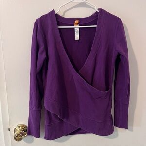 Lucy Purple Lounge Cross Faux Wrap Sweatshirt V-Neck Cotton Spandex XS